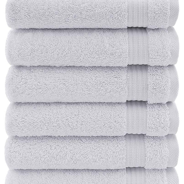 Luxury & Hotel Quality Turkish Cotton 6-Piece Hand Towel Set, Extra Soft & Absorbent for Face & Hands by United Home Textile, Snow White