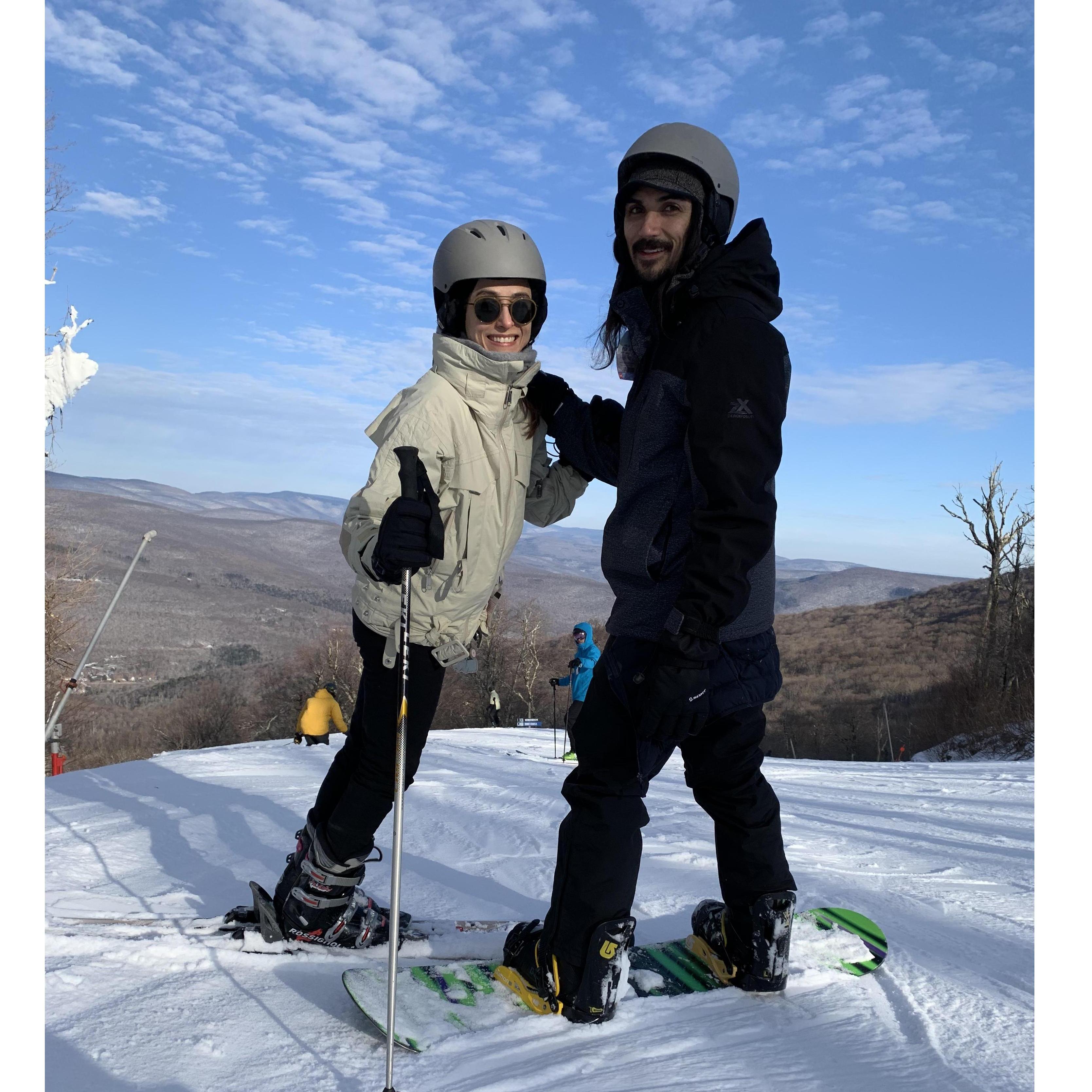 Finally got to go skiing together this year!  Hoping for many more ski vacations...