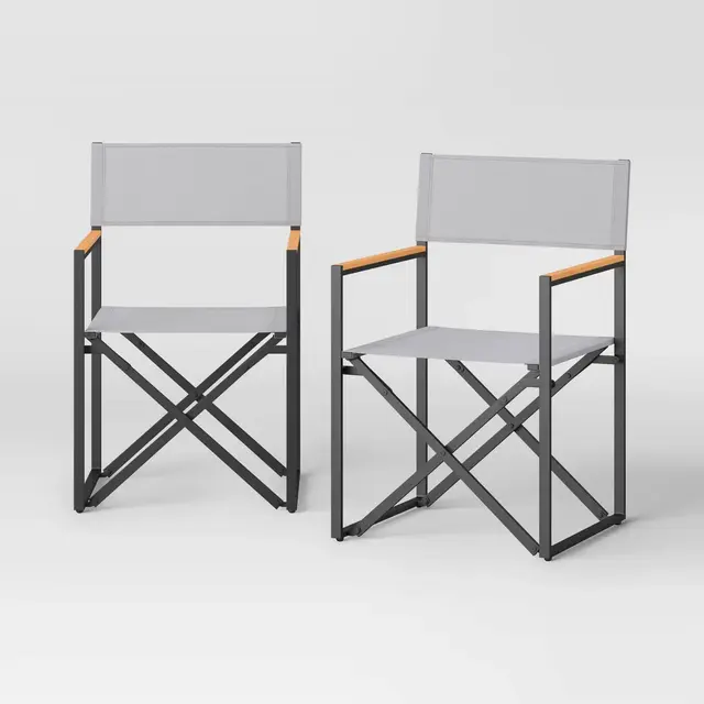 Henning 2pk Patio Dinning Folding Chair Gray - Threshold™