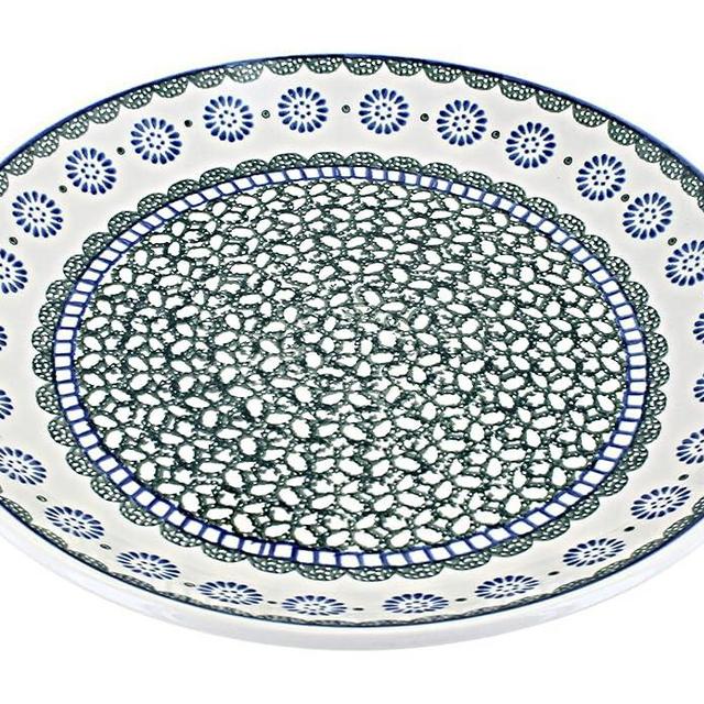 Blue Rose Polish Pottery - Green Maia Dinner Plate - 10.5" Diameter - Great for Everyday Dining, Casual Dining, or as Formal Dinnerware