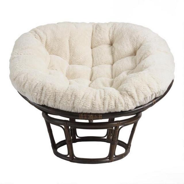 Oatmeal Faux Fur Papasan Chair Cushion
