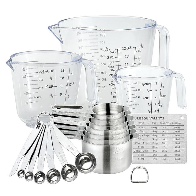 20PCS Measuring Cups and Spoons Set, Mituer Stainless Steel Nesting Kitchen Cooking Baking Measuring Set for Dry and Liquid Ingredients