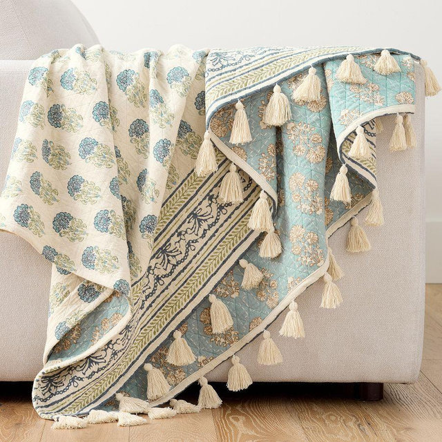 Jacquard Cotton Throw, Cool Multi, 50" x 60"