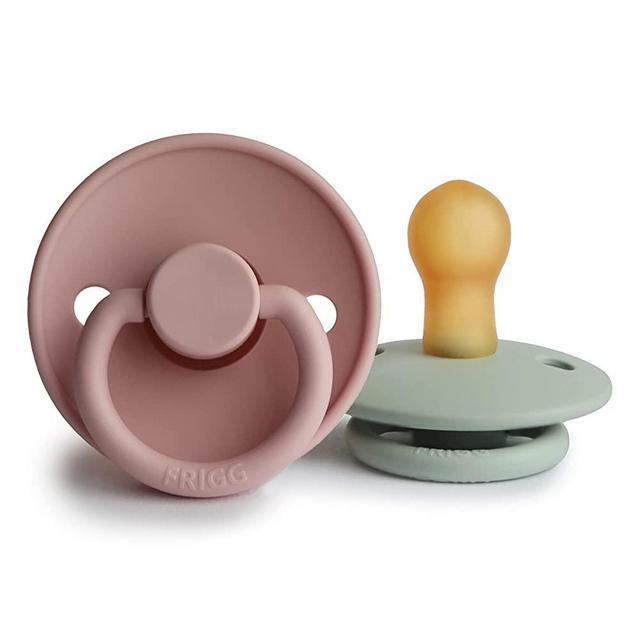 FRIGG Natural Rubber Baby Pacifier | Made in Denmark | BPA-Free (Blush/Seafoam, 0-6 Months)