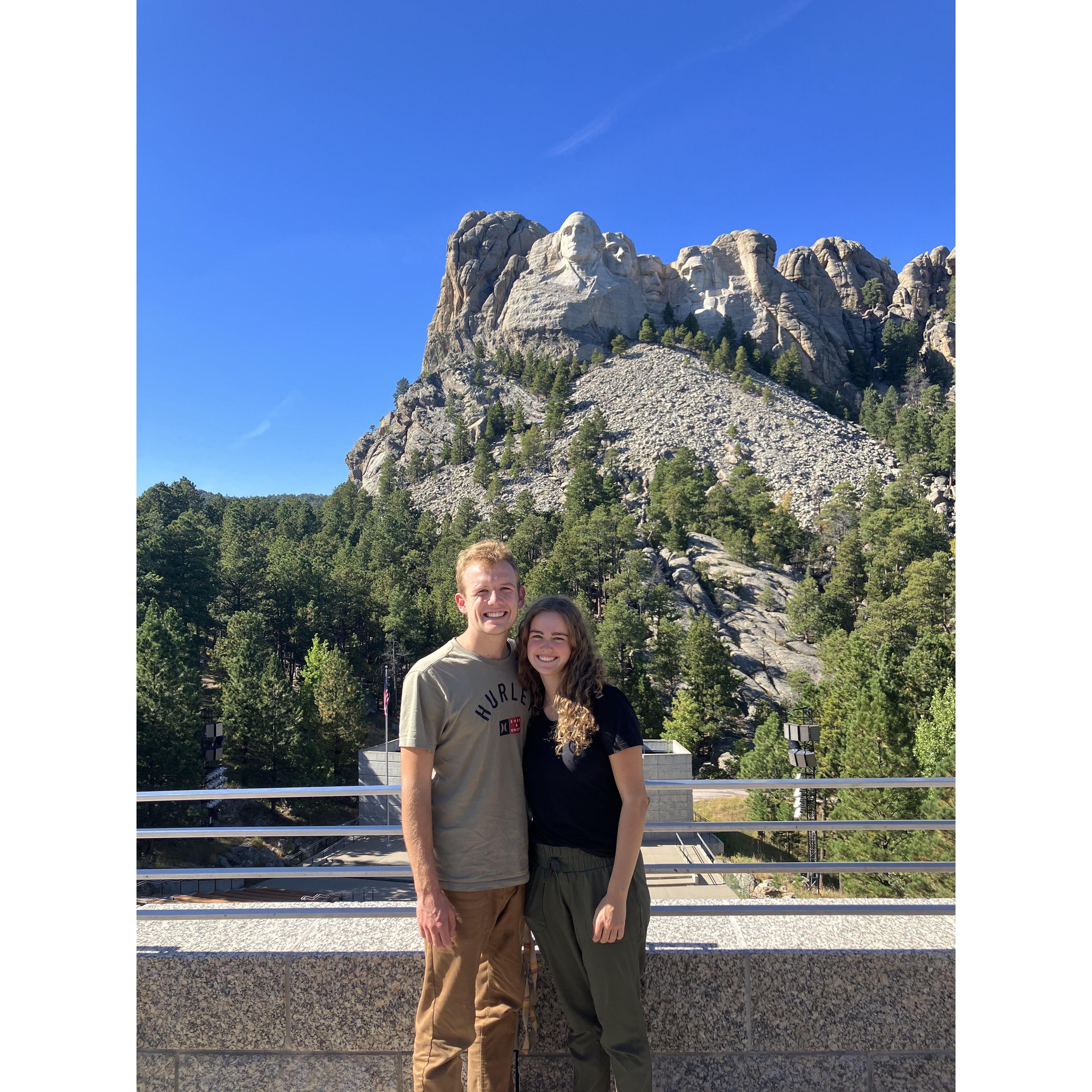 Joe and Lizzy at Mount Rushmore on the drive back from Joe's sister Sophie's wedding