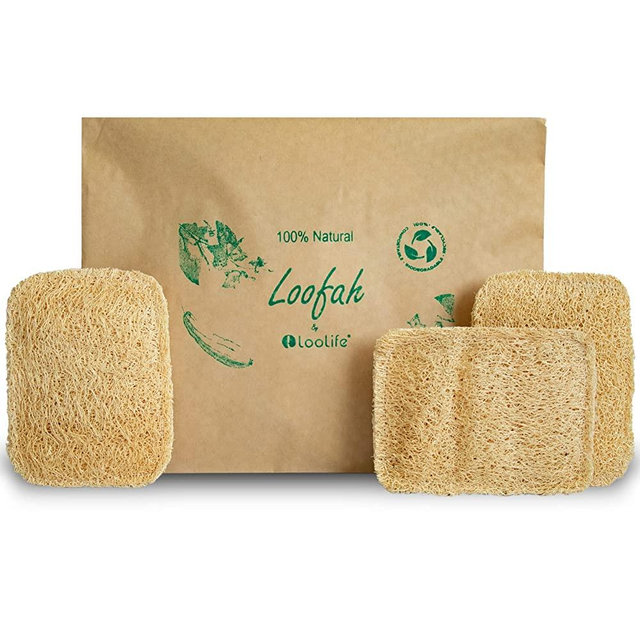 Natural Loofah Kitchen Sponge (3 Pack) - Natural Sponges for Dishes - Eco Friendly Sponges - Compostable Sponge - Biodegradable Sponges Kitchen - Natural Plant Based Kitchen Sponge