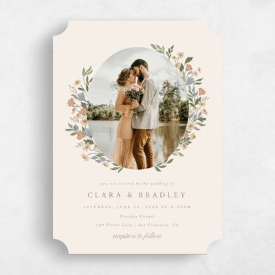 Beige Ticket Wedding Invitation - Florentina Photo