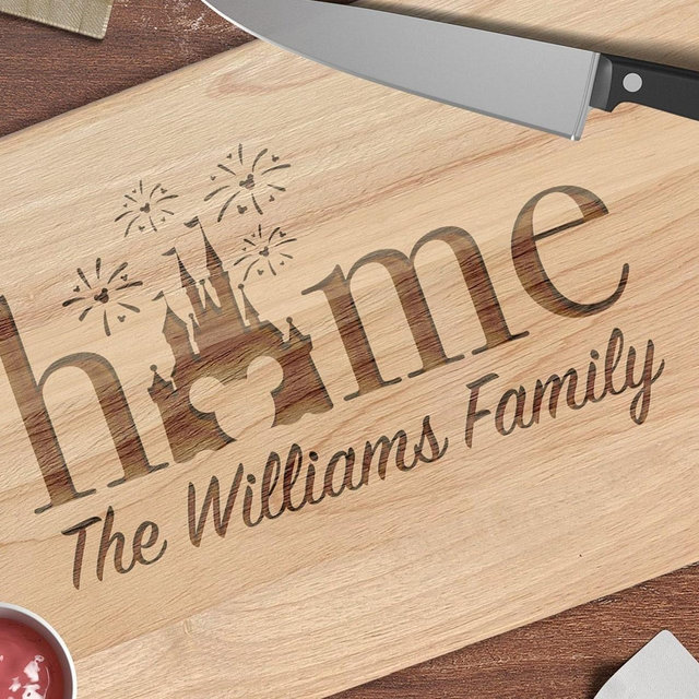 Personalized Disney Cutting Board Walt Disney Castle Cutting Board Disney Kitchen Charcuterie Cheese Board Laser Engraved Wedding Gift