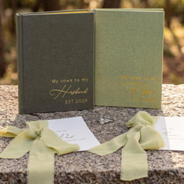 2026 Wedding Vow Books His and Hers - Set of 2 Linen Hardcover Notebooks