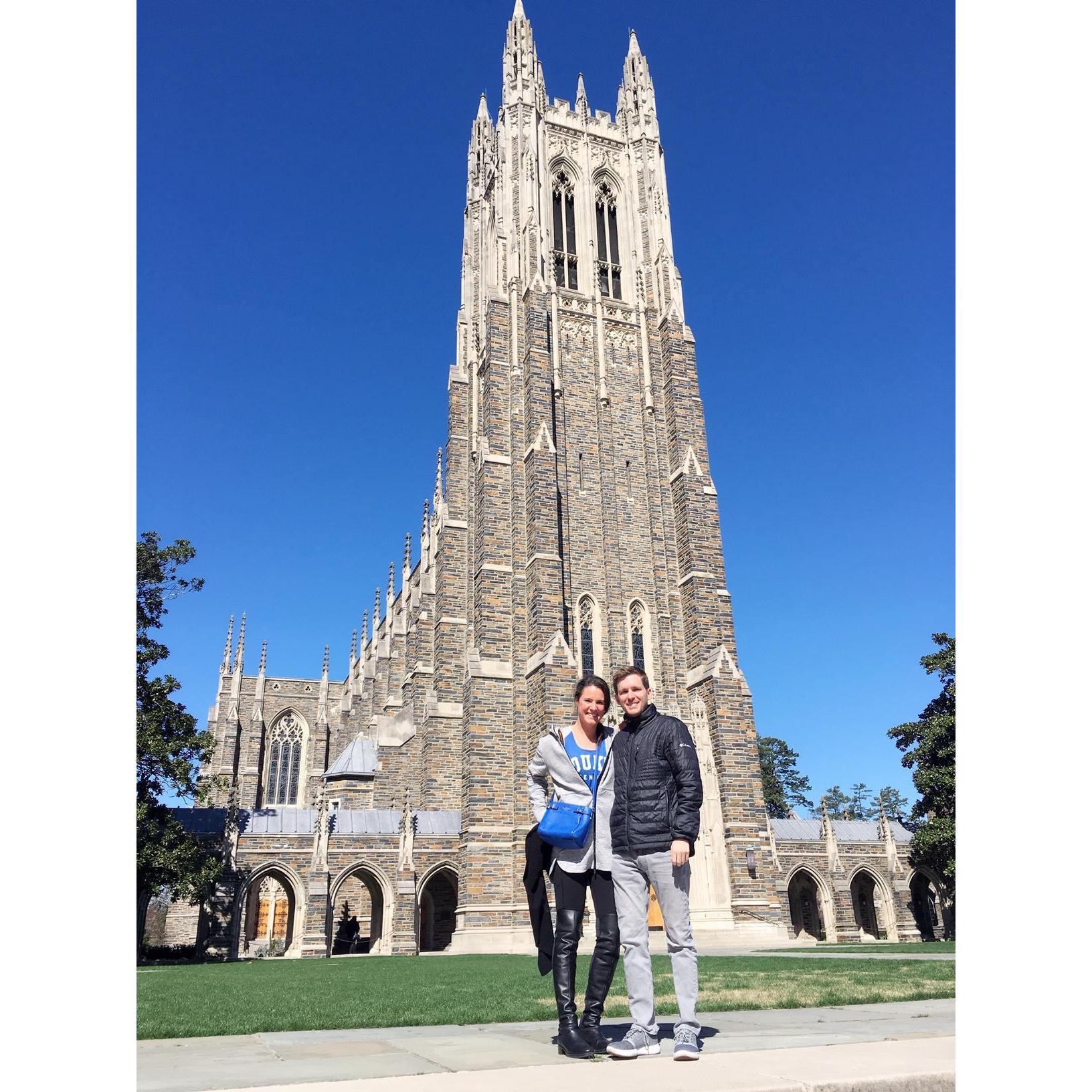 The first picture we ever took together was in front of the Duke Chapel. On that day, we could never have dreamed we’d be lucky enough to marry each other here two years later.