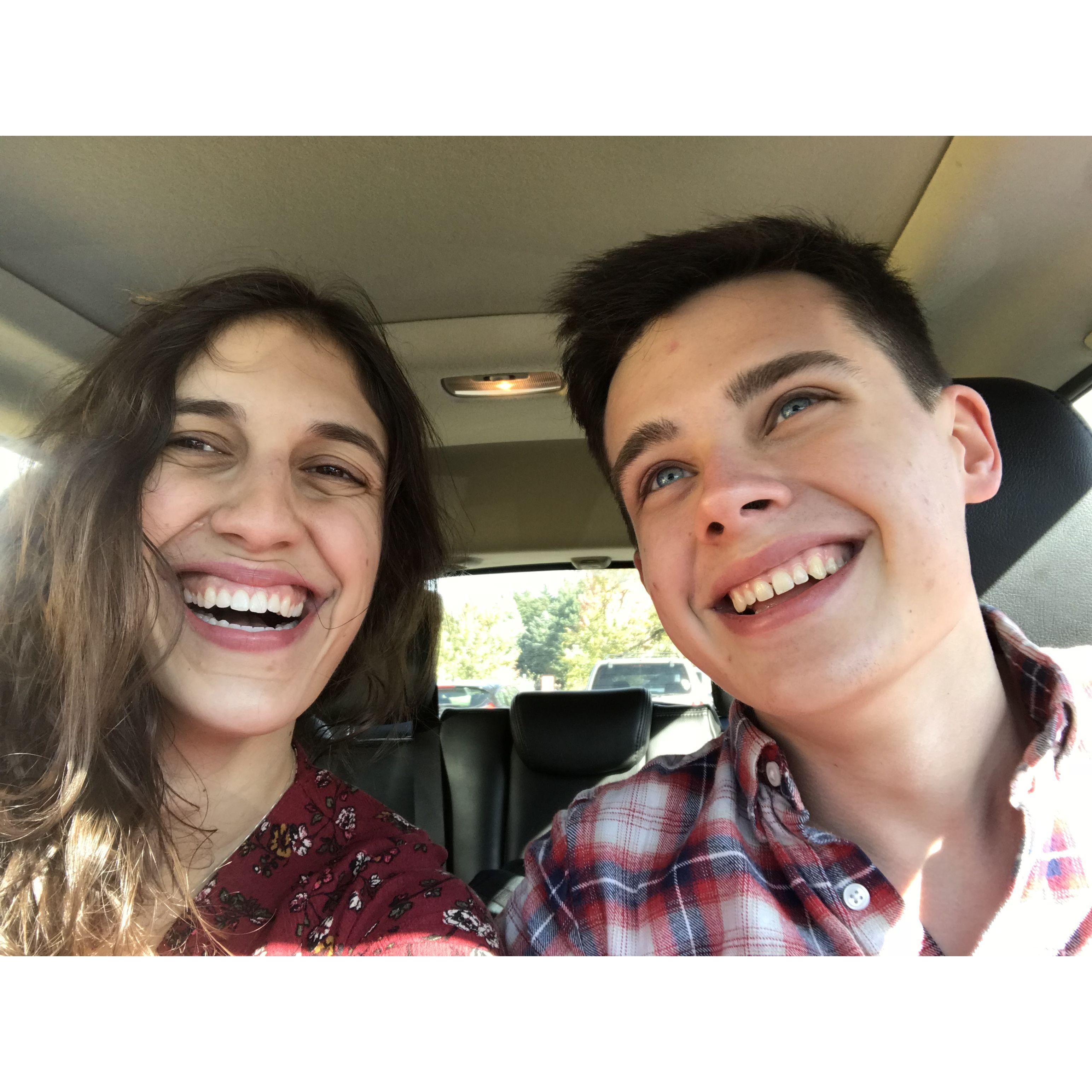 Happy to be together in Boulder after a few months apart when we started college