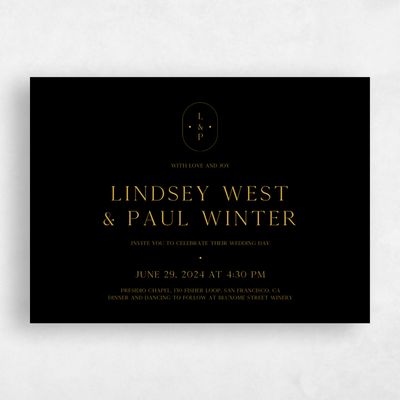 Black Bordered Wedding Invitation - Cadiz Landscape