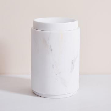 White Marbled Tall Canister