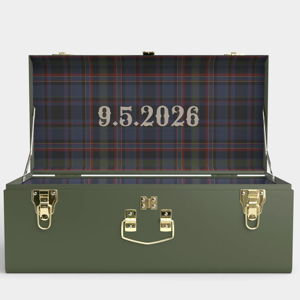 Petite Trunk - Green & PK Plaid with Monogram