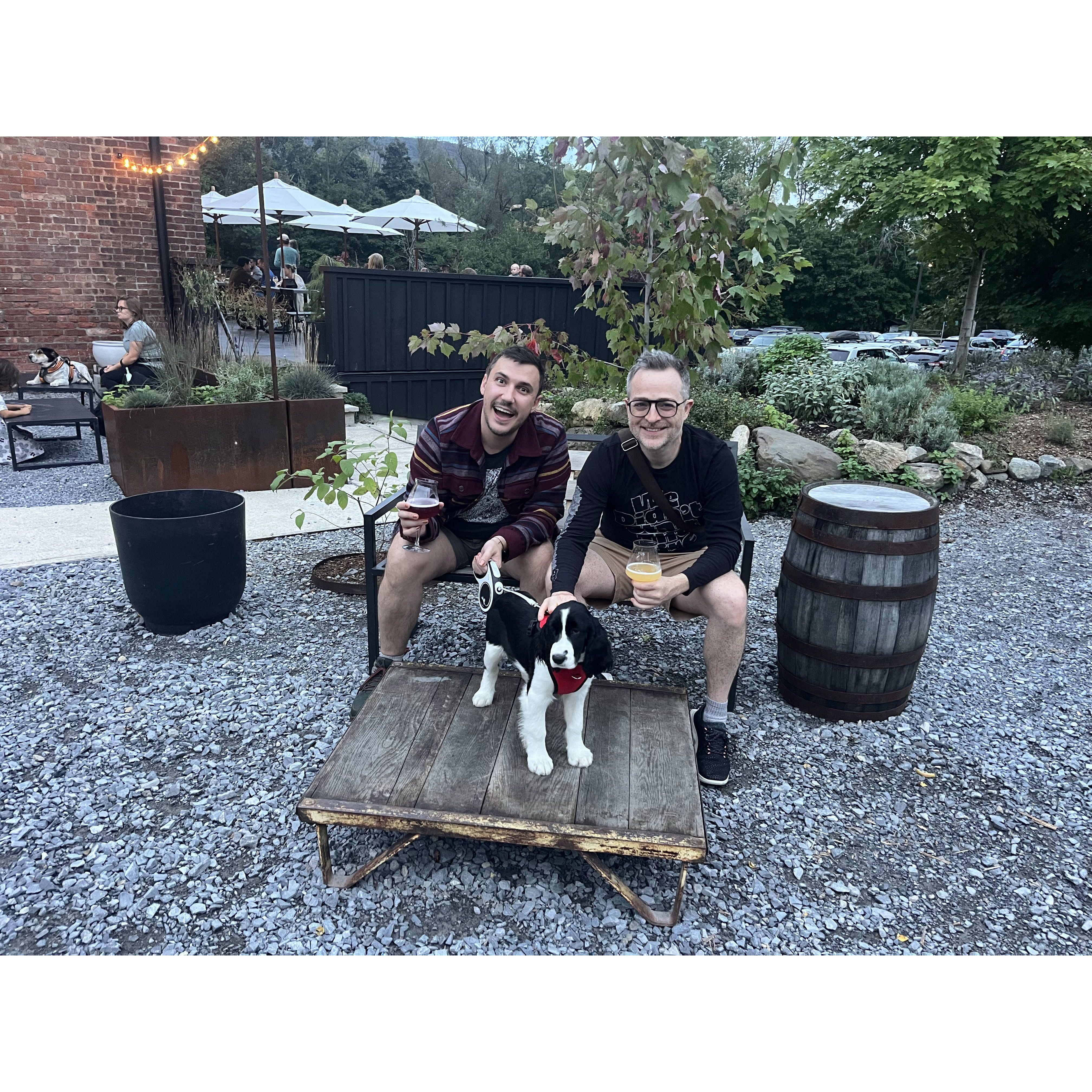 Introducing Charlie to our local brewery.