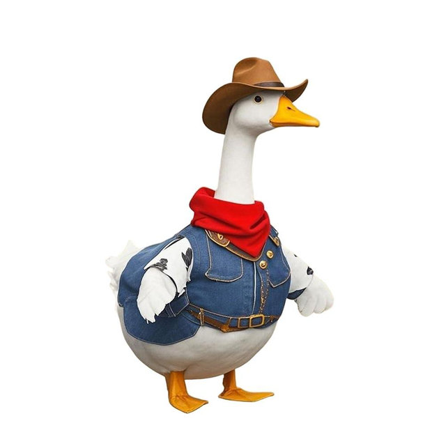 OBILAN Porch Goose Outfits, Western Cowboy Goose Outfits, and Cute Goose Clothes fit Large 23" H Statues for Outdoor Garden and Yard Decoration(Blue Denim)