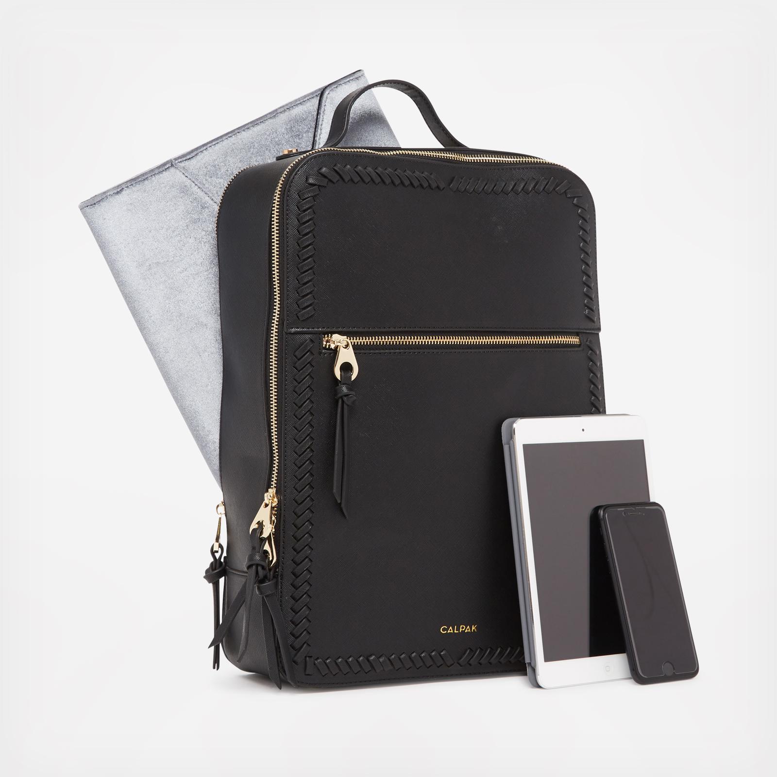 kaya faux leather laptop backpack