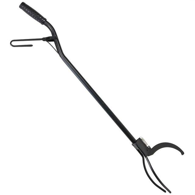 Sunnydaze Log Grabber Tongs - Heavy-Duty Outdoor/Indoor Tool for Wood-Burning Fire Pit or Fireplace - Black 36-Inch Claw with Easy Spring Lever Action