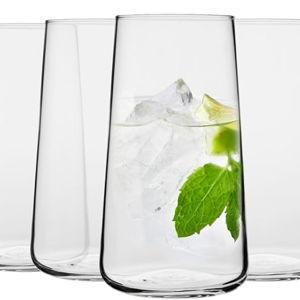 Krosno Drinking Glasses Set of 4 – 20.3 oz Large Water Juice Glasses Infinity Collection, Modern Tapered Highball Tumblers, Clear Glassware for Cocktails, Dishwasher Safe, Made in Europe