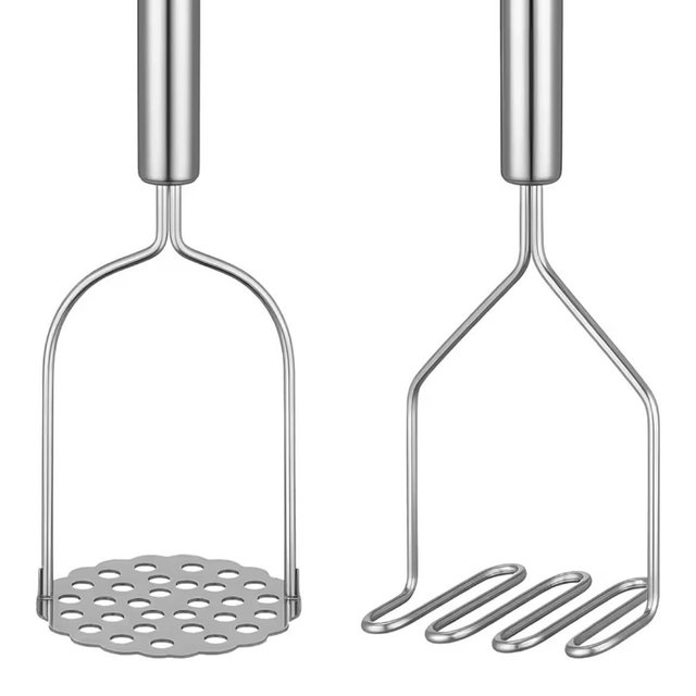 2PCS Mashed Potato Masher - Stainless Steel Potato Smasher, Masher Kitchen Tools & Utensils for Avocado, Bean, Salad, Vegetables, Fruit, Food, Meat Smasher Tool for Ground Beef
