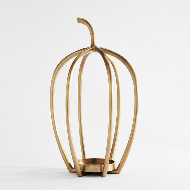 Fallon Pumpkin Candle Holder, Brass, Large