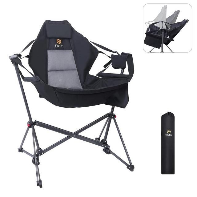 Nice C Hammock Camping Chair, Swing Chair, Folding Rocking Chair, Camping Chair, High Back with Stand, Cup Holder, Side Pocket, Heavy Duty (1 Pack)