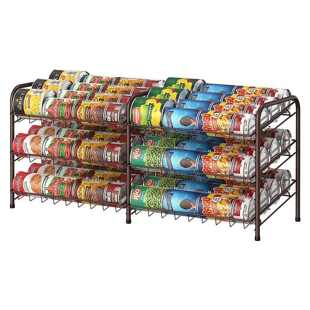 NANANARDOSO Can Organizer for Pantry, 3 Tier Can Dispenser Rack Holds up to 72 Cans, Can Storage Organizer Holder for Canned Food Storage Kitchen Cabinets or Pantry Shelf Countertop, Brown