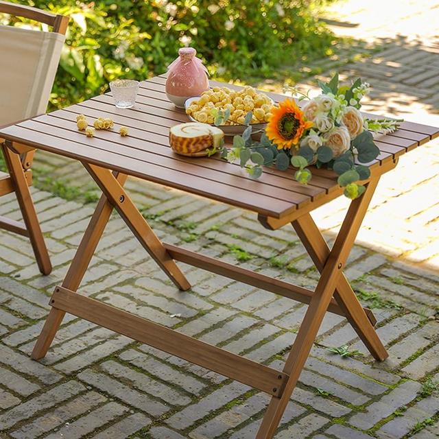 JIKUGO Folding Outdoor Table Bamboo Portable Picnic Table,Folding Coffee Table,Camp Tables