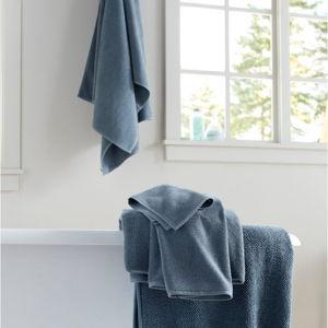 Slate Blue Oversized Organic Textured Cotton Bath Towel
