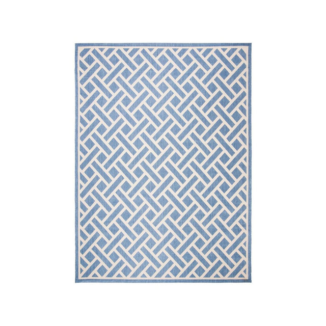 Courtyard CY6306 Power Loomed Indoor/Outdoor Area Rug - Blue/Light Beige - 8'x11' - Safavieh.