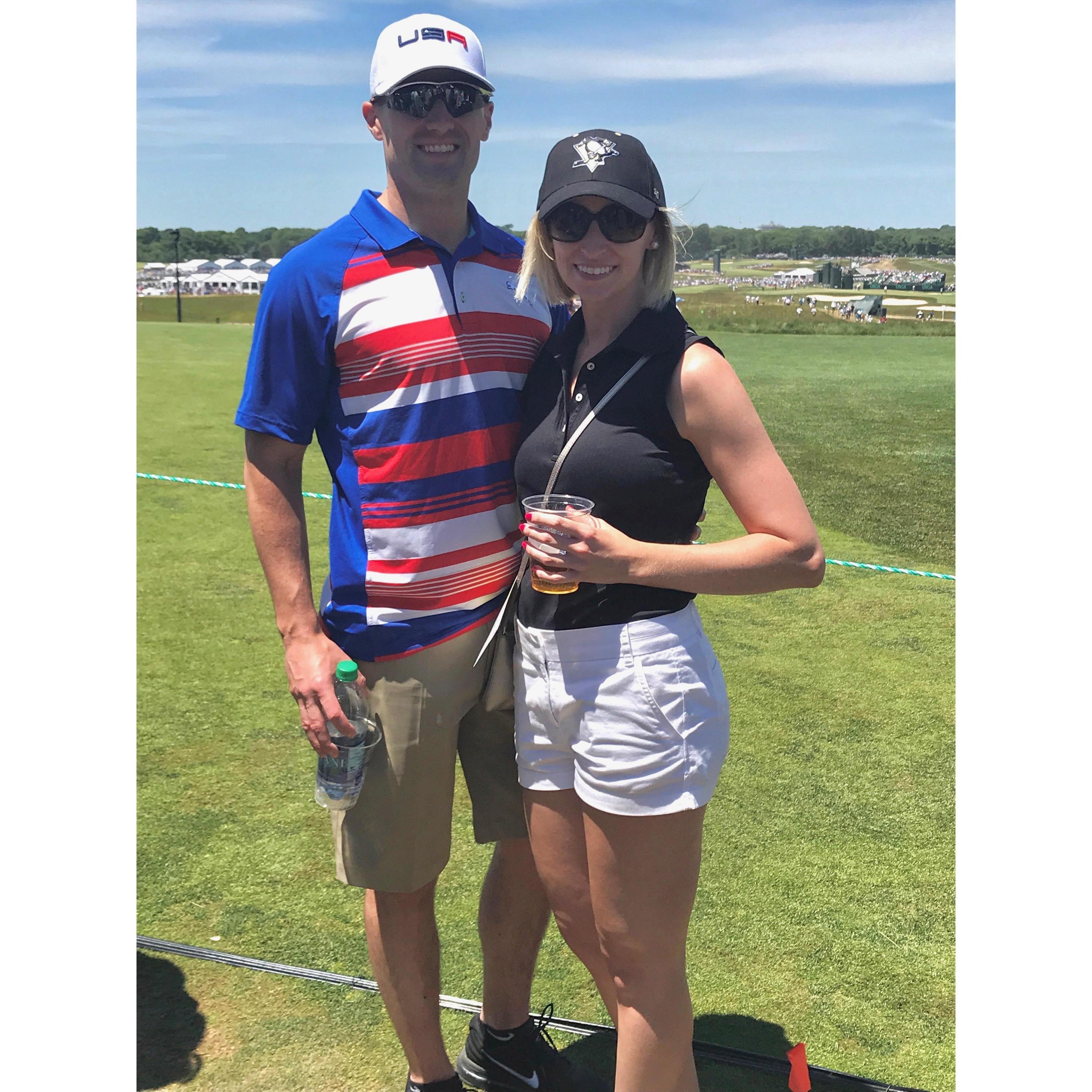 Our first photo together taken a couple of weeks after we started dating at the 2018 U.S. Open at Shinnecock Hills