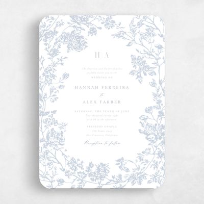 Blue Rounded Wedding Invitation - Treviso Portrait