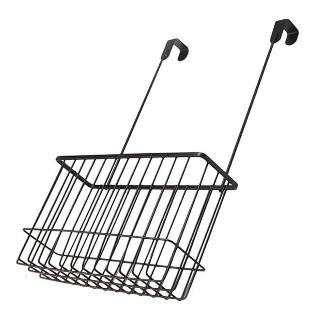 GLEAVI Kitchen Cabinet Door Hanging Basket Punch Iron Wire Storage Organizer for Bathroom and Kitchen Over Cabinet Basket for Toiletries Towels and More