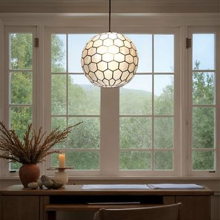 Simone Capiz Honeycomb Globe Pendant Light
