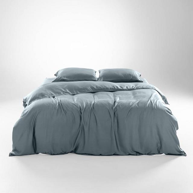 Olive + Crate Luxury 100% Lyocell Eucalyptus Duvet Cover Set King Size, Tencel 3PC Vegan Bedding Set, Soft Cooling Duvet Cover for Hot Sleepers & 2 Pillowcases, Basalt Blue (90" x 102")