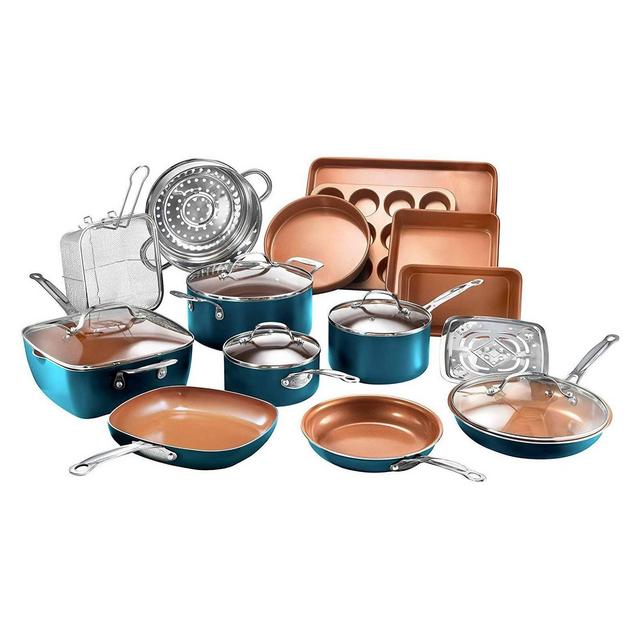 Gotham Steel Ti-cerama 20pc Cookware/Bakeware Set - Turquoise