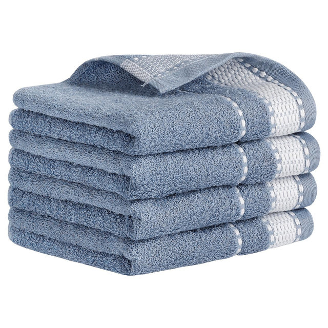 REGALWOVEN Cotton Soft Absorbent Hand Drying and Face Washing Bathroom Decorative Towel 14" x 28" Grey 4 Pcs