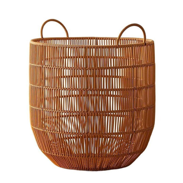 GRIPITHPY Laundry Hamper Basket, Round Woven Rattan Laundry Baskets, Multifunctional Storage Baskets for Bedroom Utility Room(Medium, A)