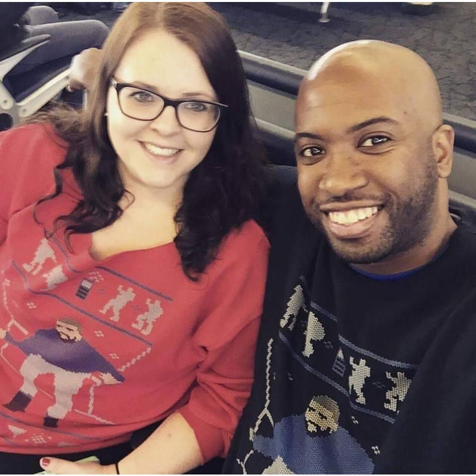 Our matching Drake Christmas sweaters at the airport.
Christmas 2015