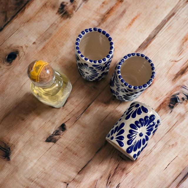 Blue and Ivory Talavera Bridal Shower Weekend Glass (1pz) - Party Favors - Shot Glasses - Party Gifts