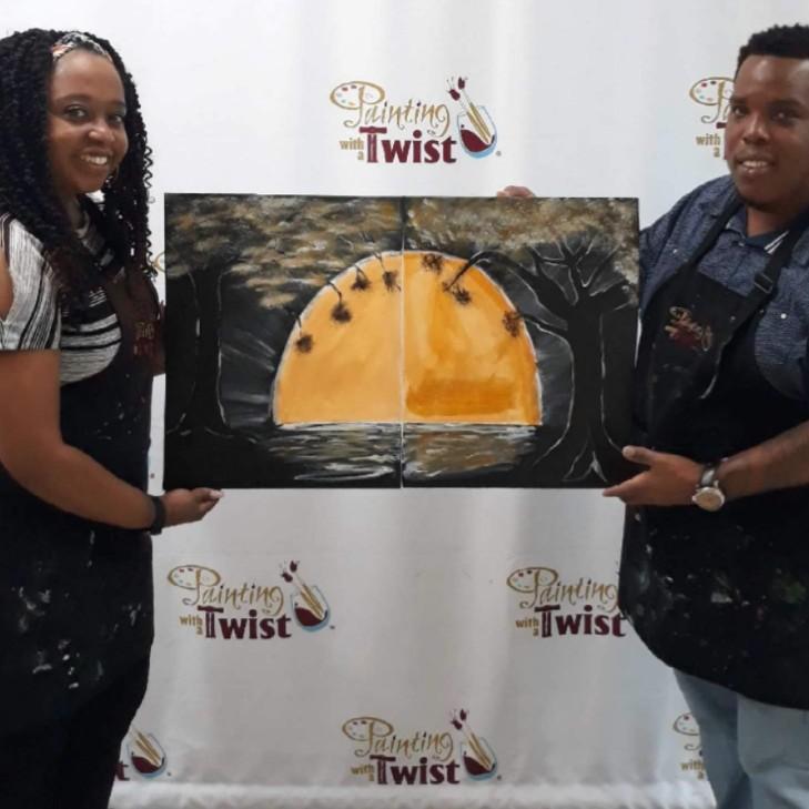 Portia and Devin, Painting with a Twist