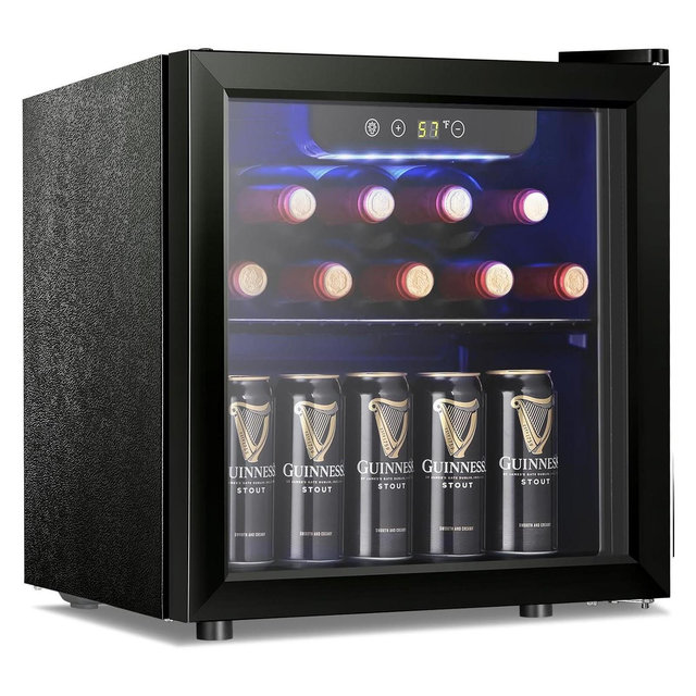 ZAFRO 12 Bottle Cabinet Beverage Refrigerator Mini Fridge Low Noise Clear Glass Door Counter Top Cellar for Beer Soda Bar 1.3 cu.ft Black