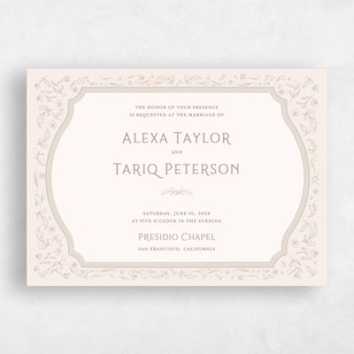 Linen, Beige Wedding Invitation - Delphi Landscape
