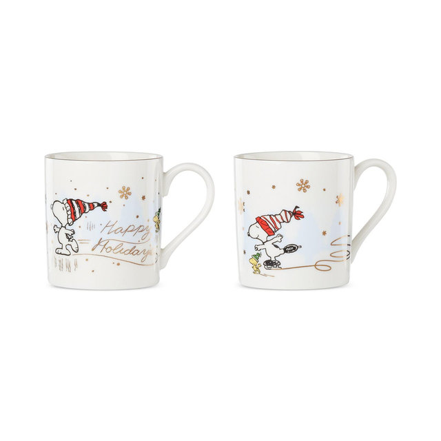 Lenox Peanuts Snoopy Skating Mugs, Set of 2, Exclusively at Macy’s