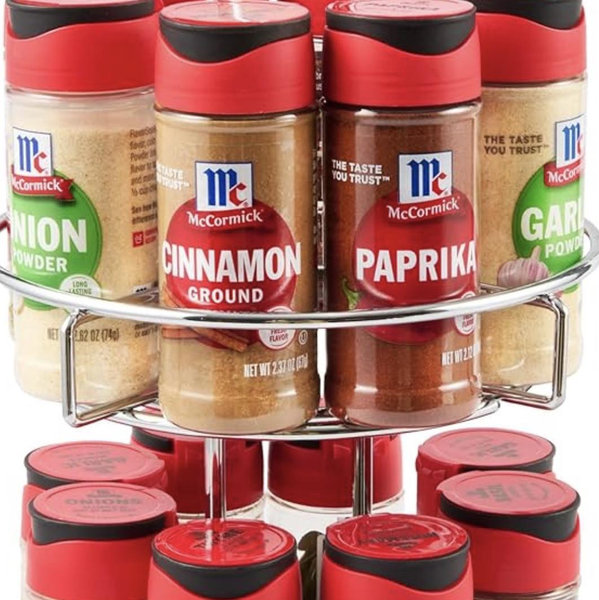 McCormick Spice Rack, Two Tier Chrome, Featuring 16 Herbs & Spices for Everyday Cooking, Great Gift for Housewarming, Wedding & Bridal Shower, 26.09 oz