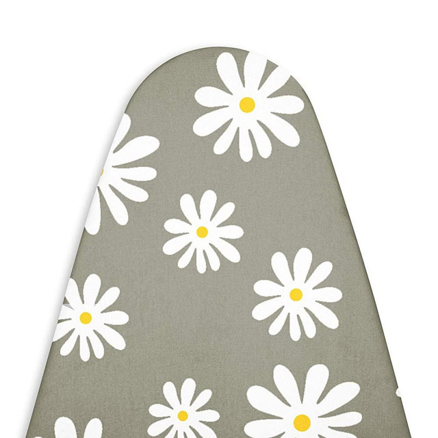 Encasa Homes Replacement Ironing Board Cover with Thick Felt Pad, Drawstring Tightening, (Fits Standard Large Boards of 15 x 54 inch) Scorch & Stain Resistant, Printed - Daisy Grey