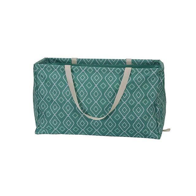 Household Essentials 2243 Krush Canvas Utility Tote | Reusable Grocery Shopping Laundry Carry Bag | Teal With White Diamonds, 22" L X 11" W X 13" H