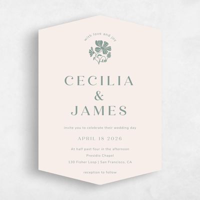 Green Diamond Wedding Invitation - Tiburon Portrait