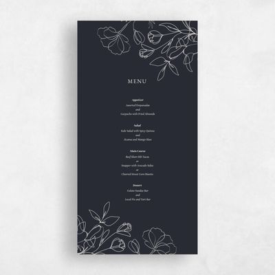 Ebony, Blue Wedding Menu - Essenza