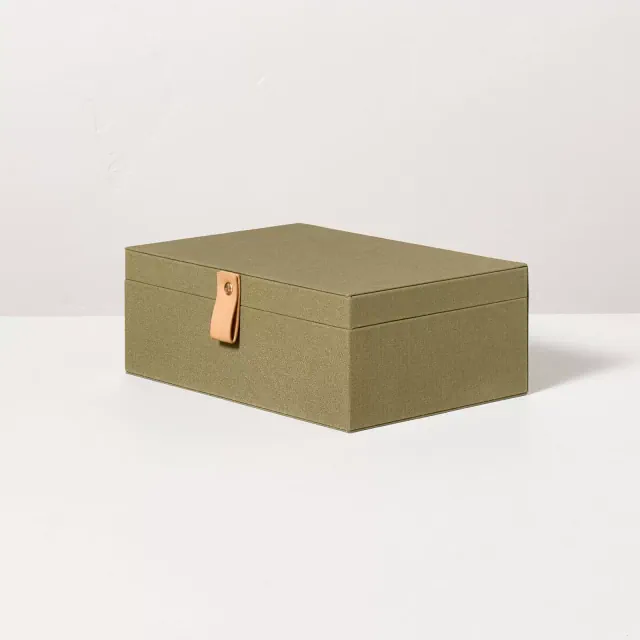 Large Desk Storage Lidded Fabric Box Green - Hearth & Hand™ with Magnolia